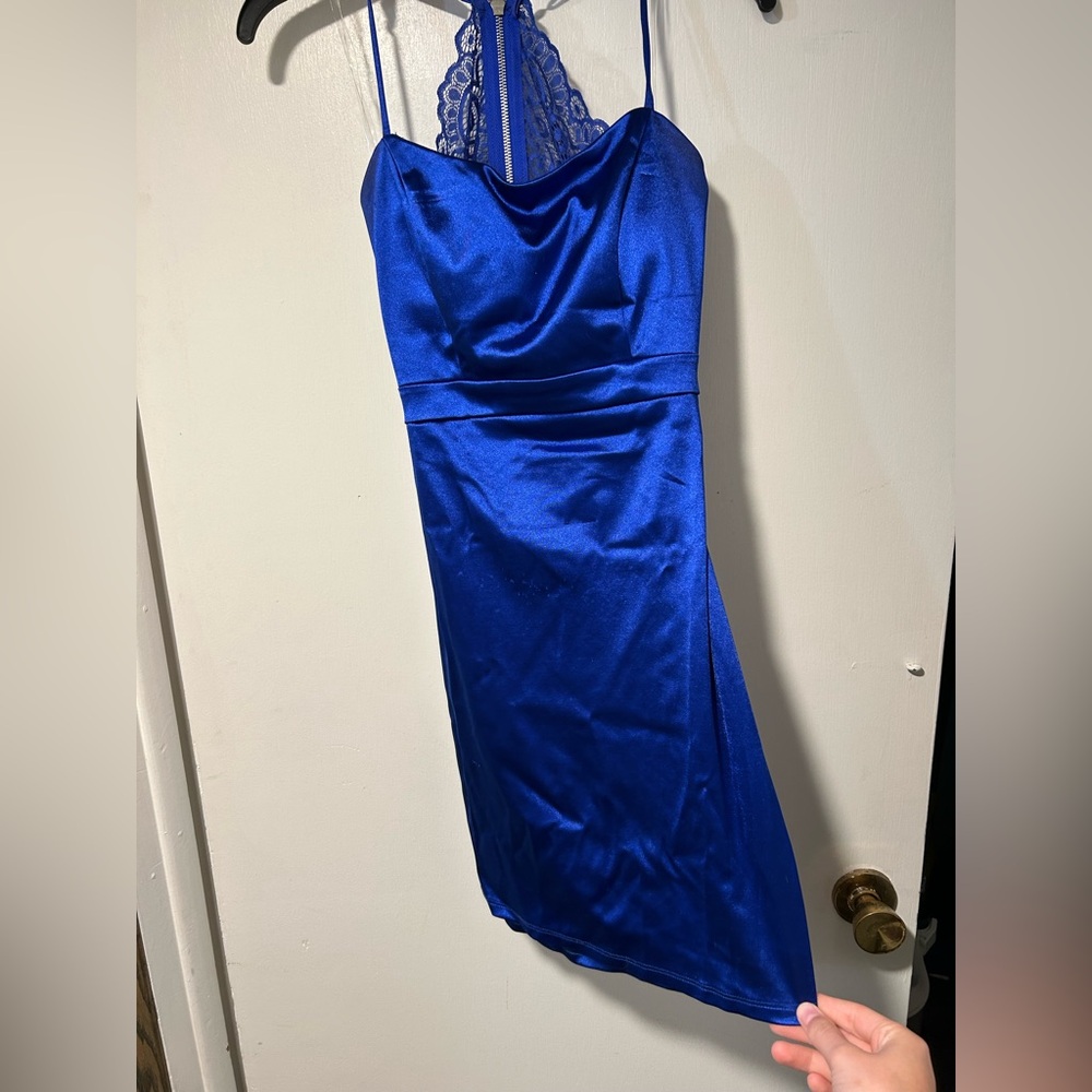 Elegant Blue Satin Dress
